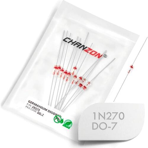 10 Pcs) 1N270 Germanium Diodes 40mA 100V DO-7 IN270 1N-270 Glass Axial GE Diodes for TV FM AM Radio Detection