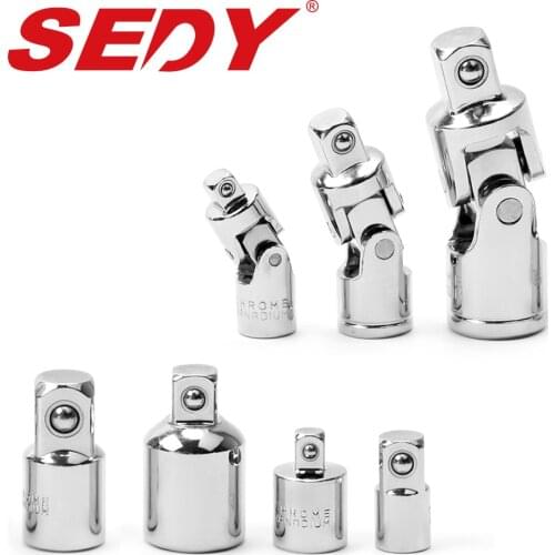 2020SEDY 7Pcs Socket Adapter Drive Universal Joint Wobble Socket Set Angle Extension Bar 1/4" 3/8" 1/2" Rotary Torque Wrench Set