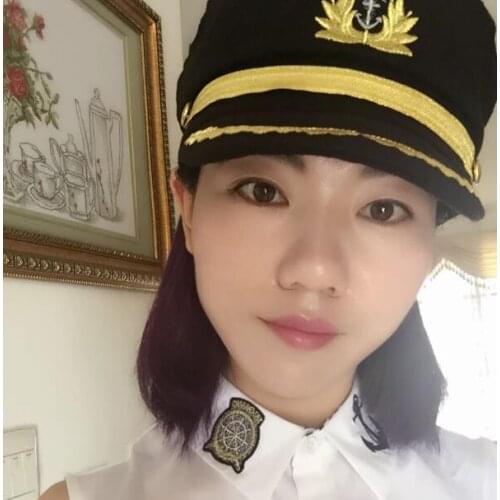 2021 Women Cotton Sailor Captain Hat Uniforms Costume Party Cosplay Stage Perform Flat Navy baseball cap for Adult and Children