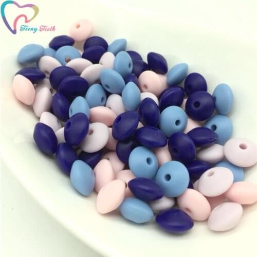 50PCS Navy Silicone Beads Baby Pendant Accessories Attache Sucette Teething Toys Lentil Beads Infant Teeth Care Product Supplier