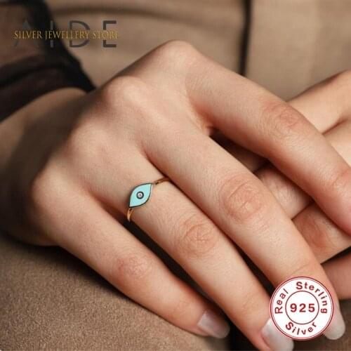 AIDE Fashion Eye 925 Sterling silver Open Ring Minimalism INS Adjustable Finger Rings For Women Fine Jewelry Gift Anillos