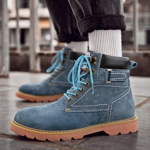 2021 Super Mens Winter Leather Ankle Boots Men Autumn Waterproof Snow Boots Leisure Martin Autumn Boots Mens High Top Shoes