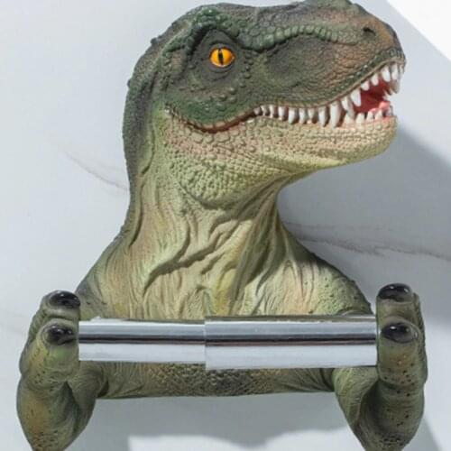 3D Dinosaur Roll Paper Holder Wall-mounted Toilet Paper Rack Tyrannosaurus Decorative Tissue Towels Holder for Bathroom