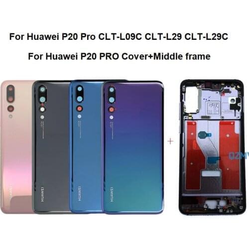 For Huawei P20 Pro Back Battery Cover Glass Housing Rear Door+Middle Frame Front Bezel Lcd Holder Metal Chassis CLT-AL00 L09 L29