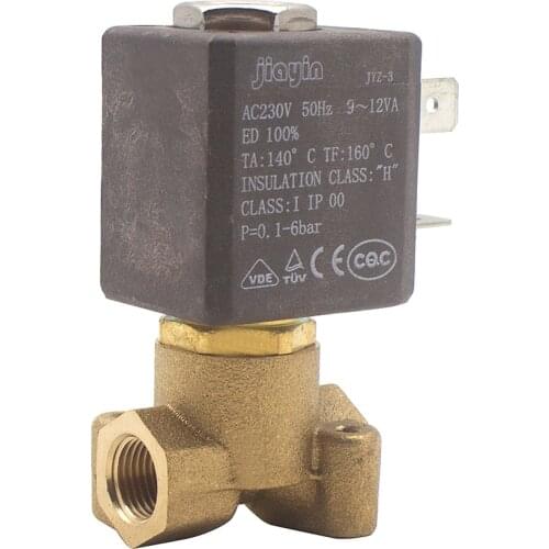 Jiayin JYZ-3 3mm N/C 2/2 Way AC 230V G1/8" Brass Iron Steam Water 2 Position 2 Way Steam Gas Solenoid Water Valve
