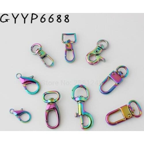 10-30-100pcs Rainbow trigger snap hook metal swivel clasp lobster claws swivel hooks hardware hook clasp purse strap hook