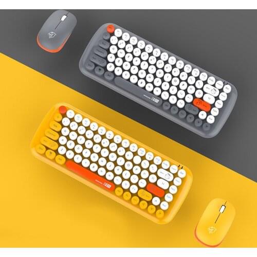 Wireless keyboard mouse set 2.4g pink round keycap office keyboard notebook desktop