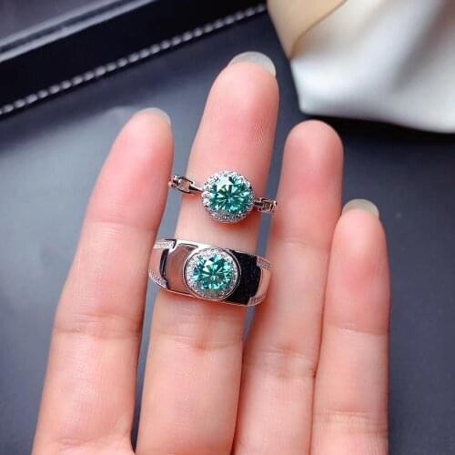 Crackling green moissanite gemstone ring for women jewelry engagement ring for wedding 925 sterling silver ring birthday gift
