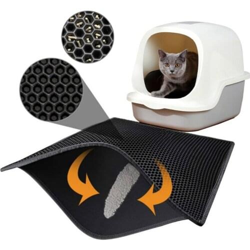 EVA Pet Cat Litter Mat Double-layer Waterproof Cat Kitten Litter Tray Mat Nonslip Feeding Bowl Pad Bottom Layer Easy Cleaning