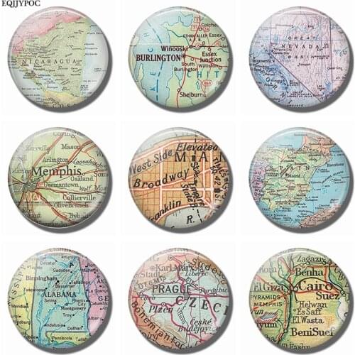 Cairo Alabama Spain Prague Broadway Memphis Burlington Nevada Nicaragua Map Souvenir Fridge Magnets Refrigerator Stickers Decor