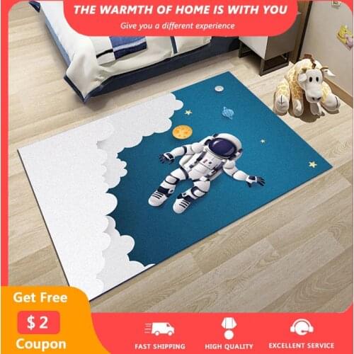 Cartoon Cute Rug for Living Room Space Astronaut Printed Carpets in the Bedroom Kid Playing Mats Non-Slip Drop Shipping tapis