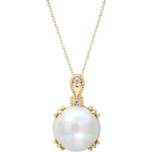 Trendy pendant necklaces for women Round pearl choker Chain 925 sterling silver party wedding statement necklace fine jewelry