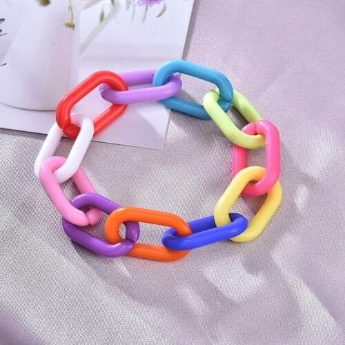 Acrylic Rainbow Chain Bracelet Set Natural Stone Beads Crystal Tassel Bracelets Bangles Pulseras Mujer Jewelry for Women Gift