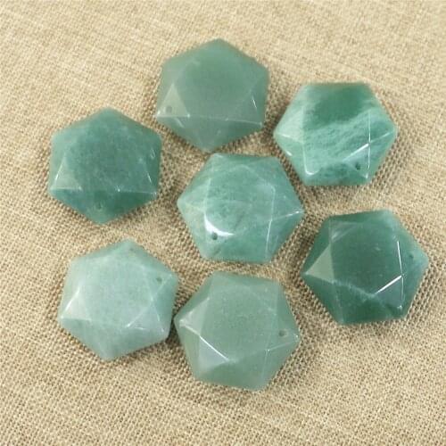 Natural Turquoises Necklace Pendant Star of David Pattern Pendant Natural Stone Hexagonal Section DIY Necklace Pendant Making