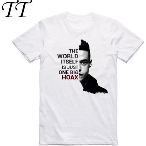 2019 New Mr Robot Men Women Fashion T Shirts Summer Short Sleeve TV Show Robot Logo White T Shirt Mens Casual Clothing