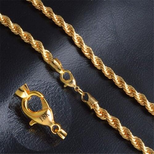 Bulk Wholesale Lots 1 piece 6MM 18 K fashion ladies / men fashion twisted rope necklace domineering