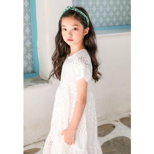 White Lace Dress for Girls 8 10 12 years Princess 2pcs Set Summer Children Soft Cotton Teenage Girls Dress
