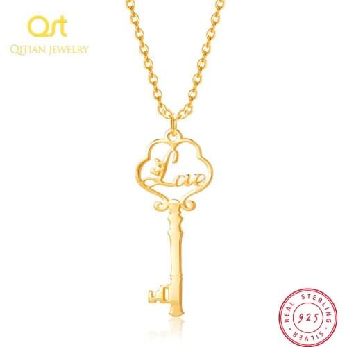Custom Name Key Necklaces & Pendants Statement Gold Necklace for Women High Quality 925 Silver Jewelry