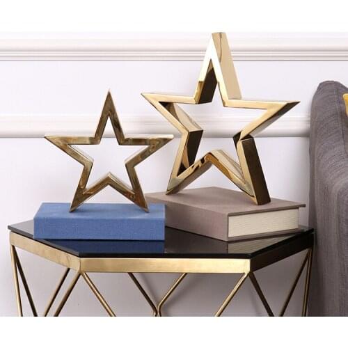 Simple Creative Golden Metal Five Pointed Star Ornaments Decoration Home Living Room Hotel Office Exquisite Geometry Accessories