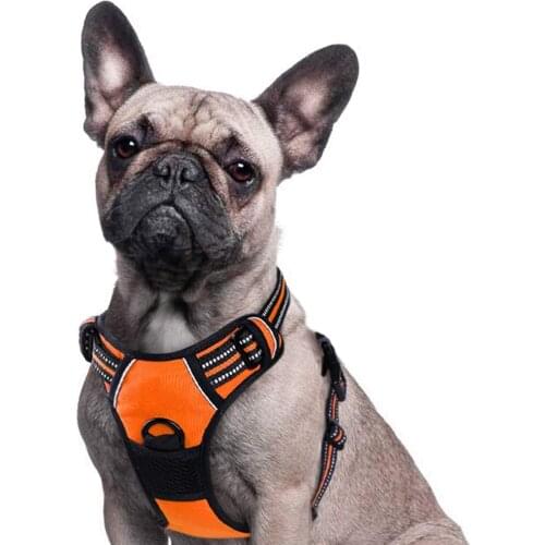 No-Pull Dog Harness Walking Pet Harness with 2 Metal Rings and Handle Adjustable Reflective Breathable Oxford Soft Vest