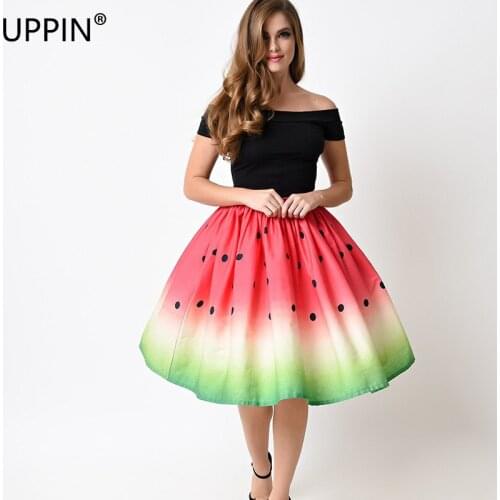 UPPIN Summer New Fashion Printed Tutu Skirt Women High Waist Floral Print Midi Skirt Girls Ball Gown Pleated Skirts Ladies 2018