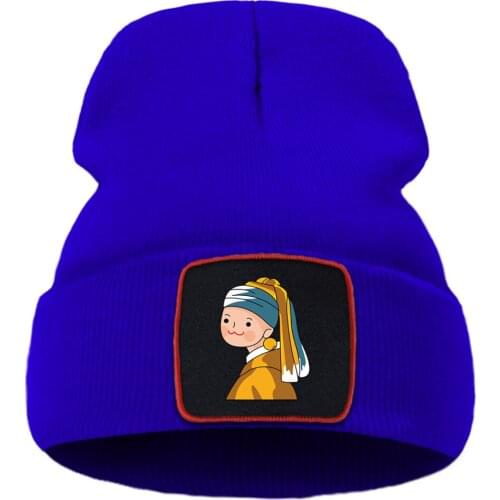 Girl In Yellow Dress Oil Painting 2020 Winter Cap Street Fashion Warm Beanie Caps Simple Casual Unisex Caps Quality Comfort Hat