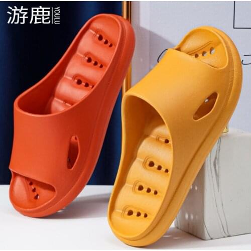 New Leaky Indoor Floor Shoes Wightless Anti-slip Woman Bathroom Slippers Soft EVA Platform Couples Sandals Zapatos De Mujer