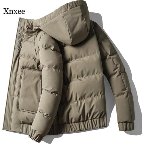 Winter Mens Coats Warm Thick Male Jackets Padded Casual Hooded Parkas Men Bomber Overcoats Zipper Hooded Jacket Solid Coat 4Xl