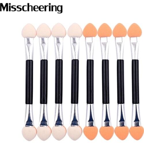 10pcs Eyeshadow Applicator Pro Sponge Double Ended Make Up Supplies Portable Eye Shadow Brushes Nail Mirror Powder Brush