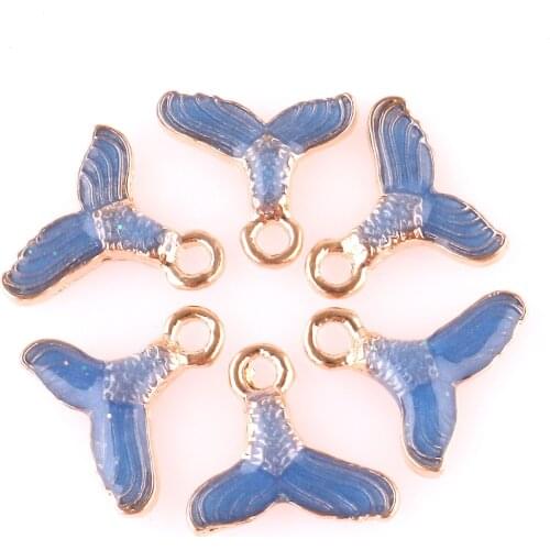 10pcs Enamel Fish Tail Charms Making Diy Crafting Women Earring Pendant Necklaces Jewelry Supplies