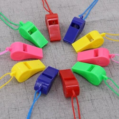 5 pcs/lot Colorful Plastic Whistles Children Plastic Whistles Toys With Ropes Basketball Cheerleading Toys Survival Outdoor