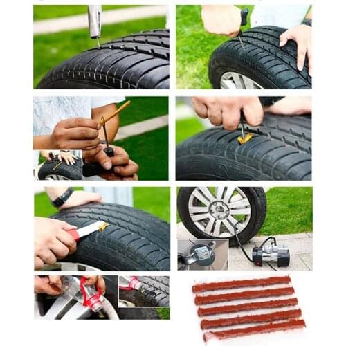 5 Pcs 100*6mm Car Tubeless Puncture Tire Repair Strip Auto Motorcycle Tubeless Tire Tyre Puncture Plug Seal Repair Tool Kit