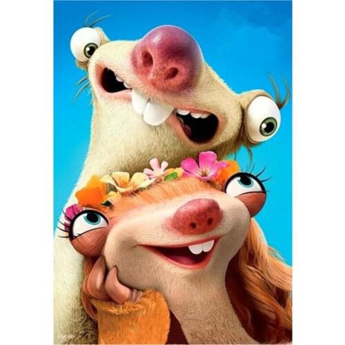 5D DIY Full Round Diamond Painting Ice Age Movie Poster Cross Stitch 3D Embroidery Rhinestone Mosaic Home Decor Gift Y330