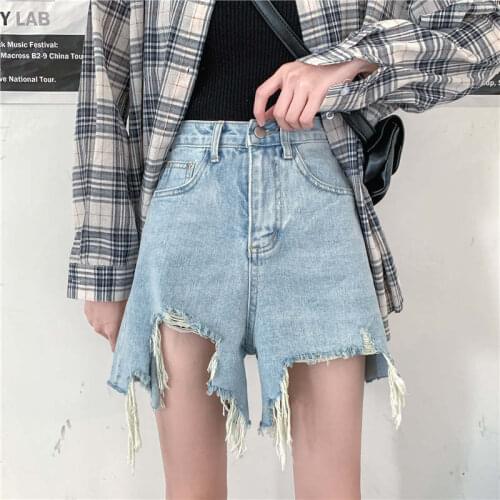 5XL Plus Size Vintage Washed Ripped Shorts For Women Streetwear High Waist Jeans Shorts Female Loose Casual Summer Shorts C7269