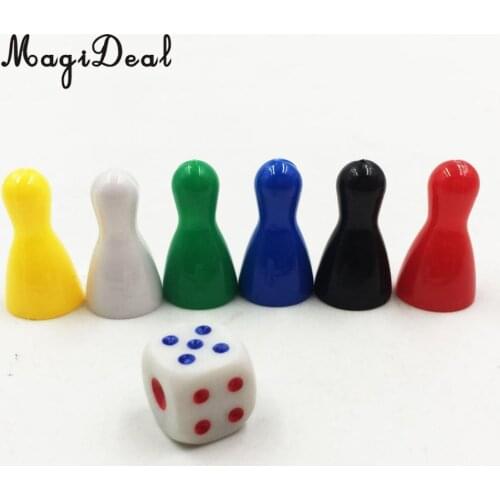 6Pcs Colorful Pieces Pawn Chess Plastic Pieces Dice Set for Board Card Table Party Games Novelty Children Kids Toys