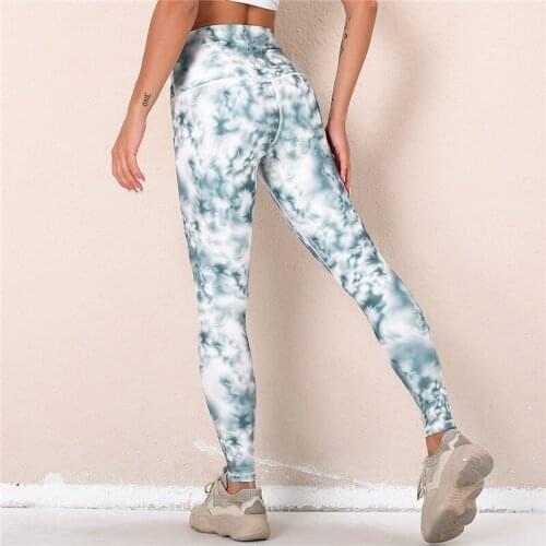 Hips Push Up Gym Leggings Sexy Colorful Gradient Leggings Women High Waist Yoga Leggings Running Pants Nylon Tie Dye Leggings