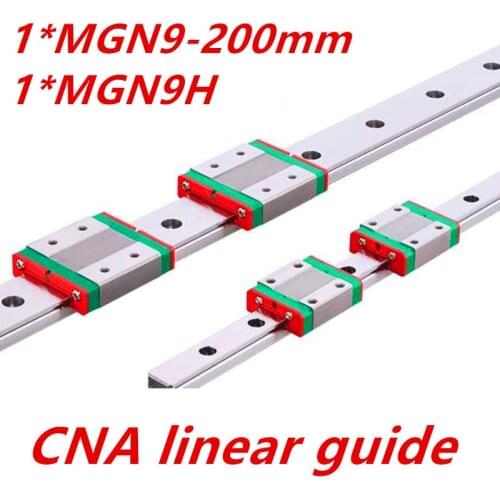 Free shipping 9mm Linear Guide MGN9 200mm linear rail way + MGN9H Long linear carriage for CNC X Y Z Axis