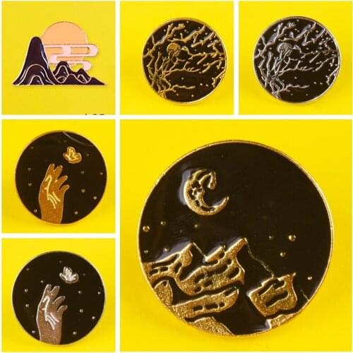 Go Travel Adventure Brooch Pin Mountain Forest Lakes Earth Explore Nature Bus Enamel Pin Button Badge On Cloth Brooch Women Gift