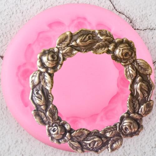Flower Garland Border Silicone Molds Rose Leaf Chocolate Candy Clay Mold DIY Baking Cupcake Topper Fondant Cake Decorating Tools