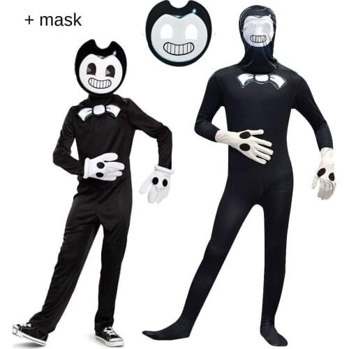 Kids Halloween Costumes Anime Bandy The Ink Machines Cosplay Boys Girls Bodysuit+Mask Cartoon Disfraces Carnival Party Clothing