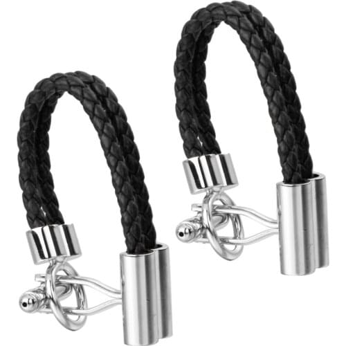 HYX Luxury Fashion cufflinks for mens Brand cuff buttons cuff links High Quality Black rope abotoaduras Jewelry