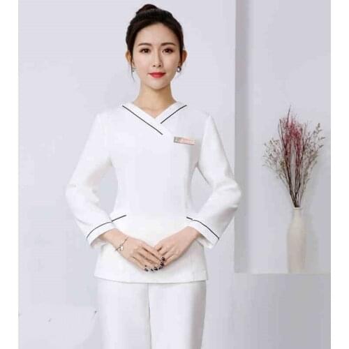 Korean Beauty Salon Beautician Uniform Spa Health Center Work Clothes WomenS Foot Bath Massage Technician Clothing Suit AS287