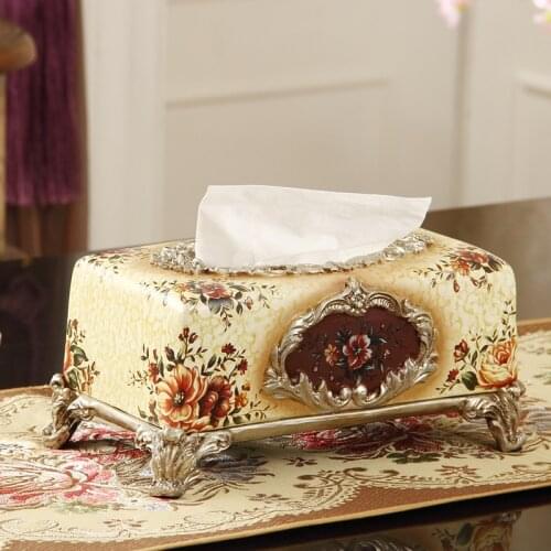 European resin creative household tissue box fashion exquisite ornament high grade retro luxury napkin carton
