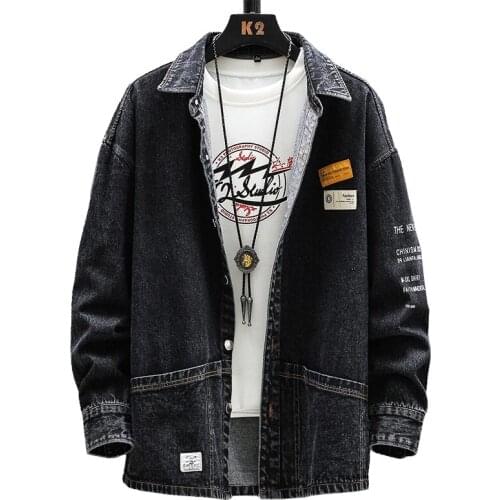 Spring Autumn Jacket Mens Large Size Loose Fashion Streetwear Denim clothes Men Cotton Retro Style Hip Hop Casual Denim Jacket