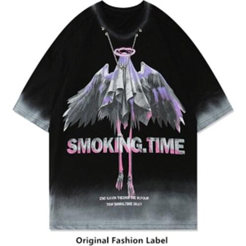 O-neck Summer Womens T-shirt Spray Paint to Make Old Short-sleeve T-shirt 2021 Mens Dark Hiphop Fried Street Necklace Tops