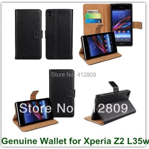 Hot Sales Folio Genuine Leather Wallet Pink Pouch Mulit Stand Covers Case for Sony Xperia Z2 L35w Phone Bags Free Shipping