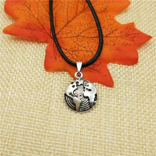 LPHZQH Wholesale Trendy Globe World Map Pendant Necklace Collar Fashion Jewelry Antique Silver Accessory Chain Choker Necklace