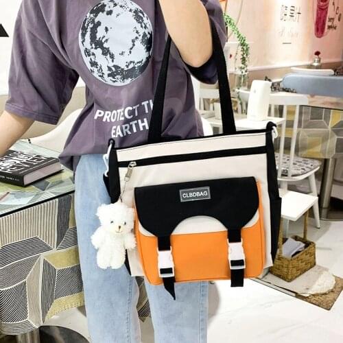 2021 Summer Fashion Womens Bags Contrast Color Large Capacity School bag For Girls Nylon Waterproof Messenger Bags