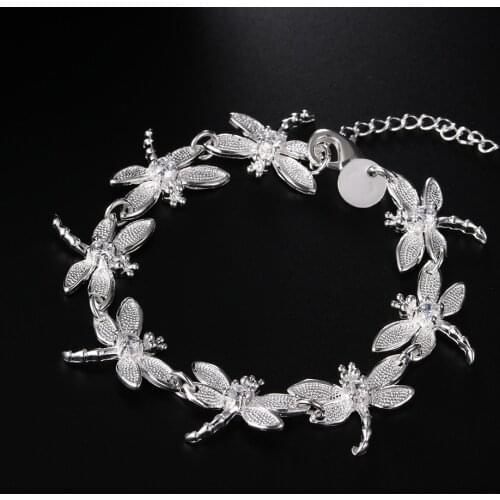 Silver dragonfly bracelet fashion For women girl lovely silver color Bracelet , Christmas gift Valentines day JSHH121