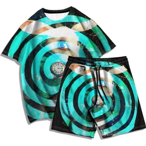 Novelty 3d Clocks Men Pajama Shorts Set Summer Short Sleeve T-shirt & Shorts Combo 2 Piece Sets Unisex Sleepwear Oversized S-6XL